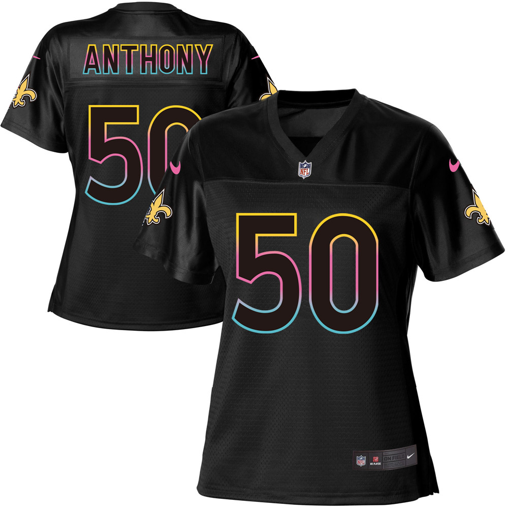 Women's Game Stephone Anthony Nike Jersey Black - #50 Fashion NFL New Orleans Saints